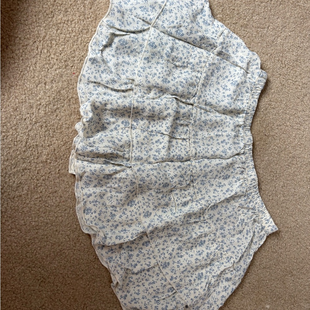Brandy Melville White and Blue Floral Skirt